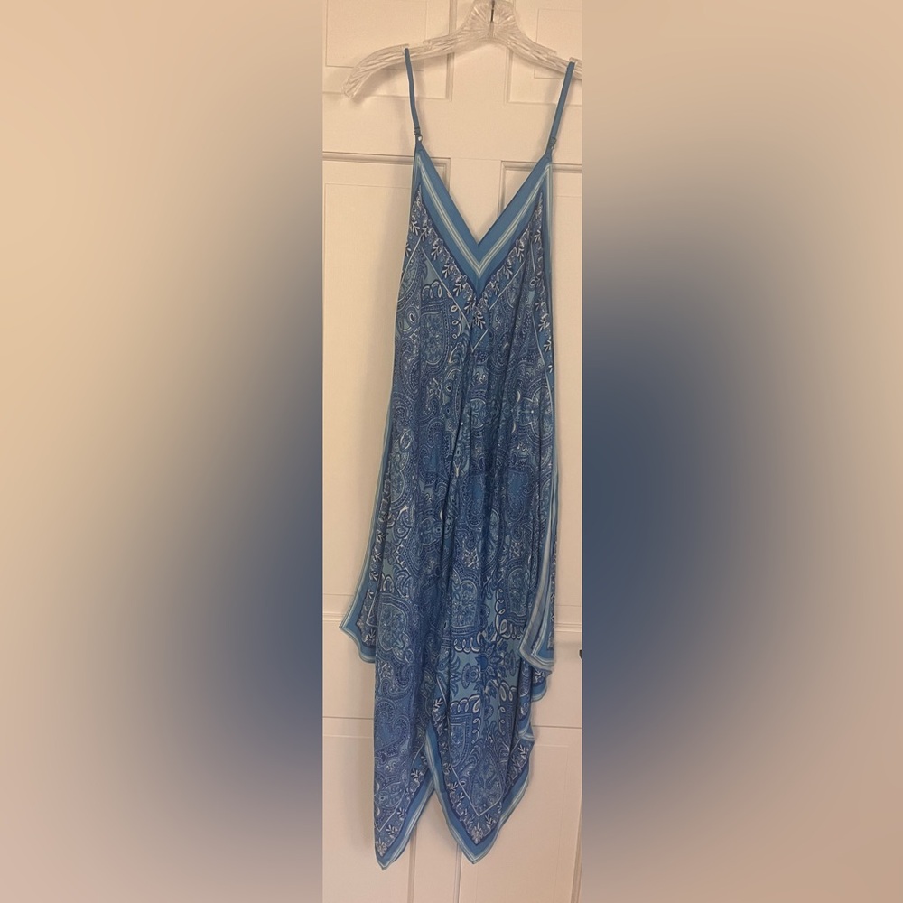 J.McLaughlin Abstract Paisley Print Handkerchief Dress Resortwear Size M/L - Picture 4 of 4